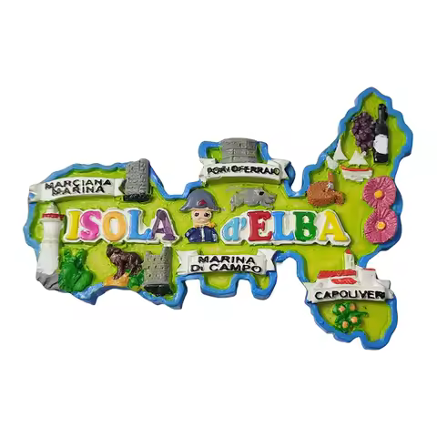Isola d'Elba Italy 3D Fridge Magnet Souvenir Gift,Resin Handmade Isola d'Elba Refrigerator Magnet Ho