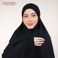 Siti Khadijah Telekung Signature Shippou Midi in Black (Top Only) with Free Travel Pouch Bag LE Sash