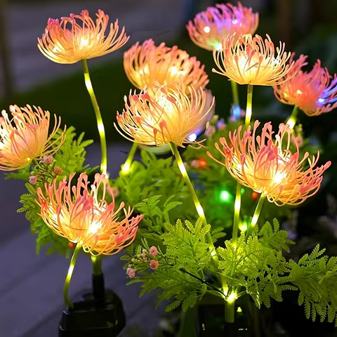 3‑Fork Solar Lycoris Radiata Flower Stake Lights, Waterproof LED Outdoor Garden Lawn Pathway Landsca