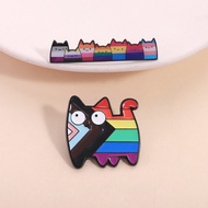 Pride Cat Enamel Pin Cute Rainbow Cats UV Print Badge Colorful Pride Flag Cat Brooch Outfit Backpack