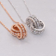 Best Sellers❤ Casual Swarovski Rose Gold Interlocking Transfer Bead Necklace Female Swarovski Elemen