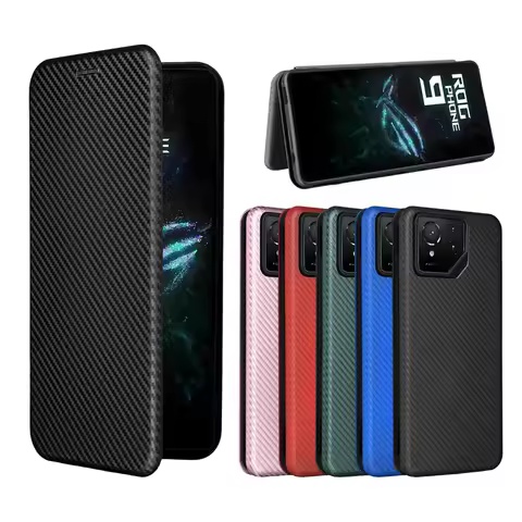 For Asus ROG Phone 9 Pro Case Luxury Flip Carbon Fiber Skin Magnetic Adsorption Case For Asus ROG Ph