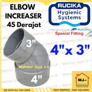 Reducer Knee 45 derajat 3x2 4x2 4x3 inch PVC RUCIKA Reducing Elbow Increaser Keni 3" x 2" 4" x 2 4