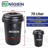NIOBIN 70L Heavy Duty Tong Sampah with Lid Round Bin