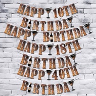 Black Gold Happy 16th18th 21st 30th 40th 50th 60th Birthday Banner Decorations for Men Women to 18 2