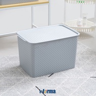 Informa 40.5x27x25.5 cm Gav Storage Box With Lid - Grey Multipurpose Box Storage Container Storage B