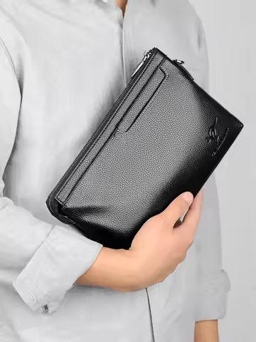 Clutch Bag for Man PU Leather Fashion Zipper Card Wallet Holder Phone Ipad Pouch Hand Porter Wrist S