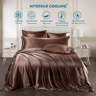 NITE9SILK COOLING Premium Silk Bedding Set Brown