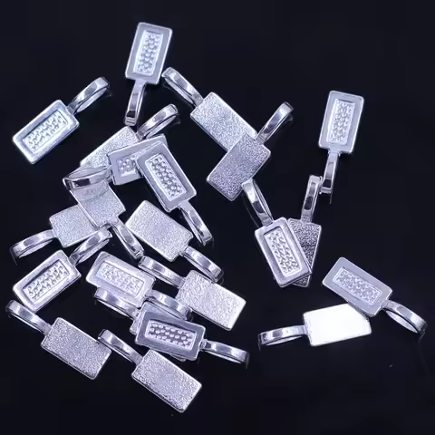 50Pcs Silver Plated Tag Glue on Bail Pendants Base Earrings Fashion Jewelry Findings 21x7mm