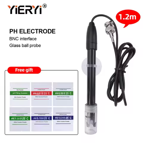 Yieryi PH Replacement Probe for Aquarium Hydroponics Lab BNC Q9 Connector 1.2/3M Wire PH Meter Elect