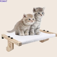 POMAT Cat Window Perch, Easy To Adjust Wood Frame Cat Hammock, Assemble Metal Hooks No-punching Sturdy Cat Bed Seat Indoor