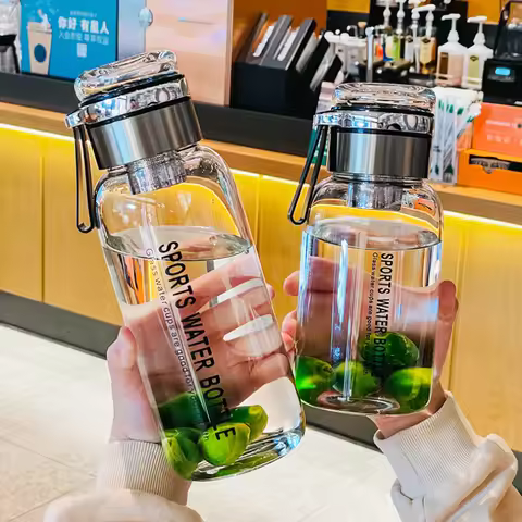 1500ML/2000ML large capacity high borosilicate glass water bottle transparent milk juice cup outdoor