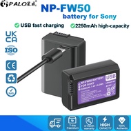 PALO NP-FW50 Battery 2250mAh USB Charging for Sony A5000 A6000 A6400 A7 R A7S A7ii A9ii ZV-E10 NEX 3
