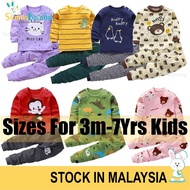 (3m-7yrs) Baby Kid Set Pajamas Long Sleeve Long Pants Boy Girl Kids Sleepwear Baju Tidur Budak 0553