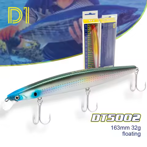 D1 Fishing Lure Minnow Long Casting Floating Saltwater Spinning Wobblers 163mm 32g Sea Fishing Lure 