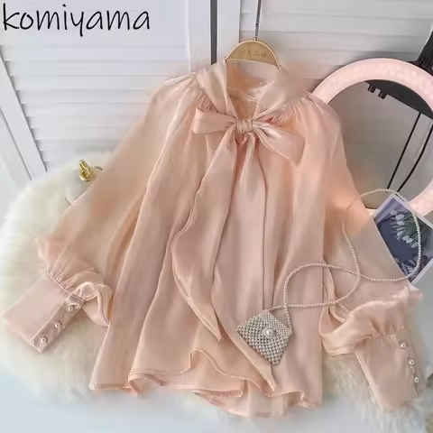 Bandage Bow Shirts & Blouses New 2026 Woman Blusas Long Sleeve Ropa Mujer Spring Autumn Camisas Gent
