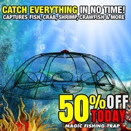 ❀Magic Fish Trap-Portable Fishing Net, Crab Fish Trap, Foldable Fishing Bait Trap Cast Net♧