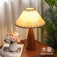 Medieval Shade Style Bedroom Table Lamp Solid Wood Bedside Lamp Blogger High-End American Retro Atmo