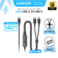 Cáp sạc nhanh Anker (2 trong 1) 140W USB-Type C to Type C | Chất liệu Nylon Dù chống đứt gãy dài 1.2