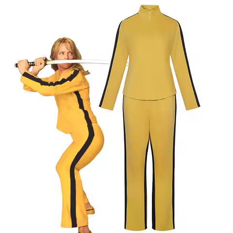 Kill Bill The Bride Beatrix Kiddo Cosplay Costume Yellow Kung Fu Jumpsuit Women Tracksuit Halloween 