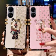 YJD Case For Huawei P50 Pro P40 Pro P30 Pro P20 Pro Diamonds Ring Little Bear Shockproof Phone Case