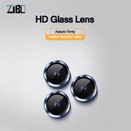 กระจกนิรภัยแหวนโลหะเลนส์กล้องฟิล์มป้องกันหน้าจอสำหรับ iPhone 11/12/13/14/15 Pro Max Plus มินิโทรศัพท์เลนส์ด้านหลังฟิล์มป้องกัน
