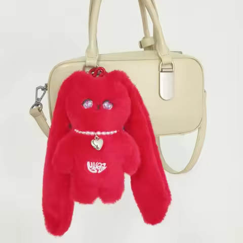 16cm YUQI GIDLE Red Rabbit Plush Keychain Stuffed Animal Keyring Cute Plush Pendant Girls Women Bag 