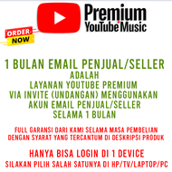 YouTube Premium dan Yutube Music 1 dan 4 Bulan Full Garansi