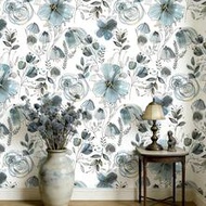 1 Roll Of 44cm-Long Vibrant Hand-Painted Floral Wallpaper, A Bohemian-Style, Removable PVC Wallpaper