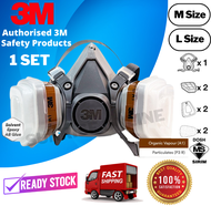 (ORIGINAL) 3M 6200 Half Facepiece Respirator Set with 6051 A1 Organic Vapor & 5935 P3R Filter & 501