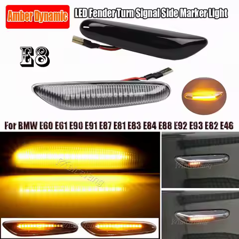 2x Sequential Flashing LED Turn Signal Side Marker Light for BMW X3 E83 X1 E84 X5 X53 E60 E61 E46 E8