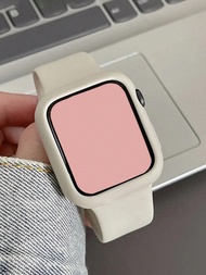 1pc Soft Silicone Band + 1pc TPU Silicone Hollow Watch Case Suit, Unisex Fit For 38/40/41/42/44/45/4