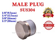BSP SUS304 Male Thread Hex Plug 1/8” 1/4” 3/8” 1/2” Blanking Plug Pipe Plug Fitting Stop Plug