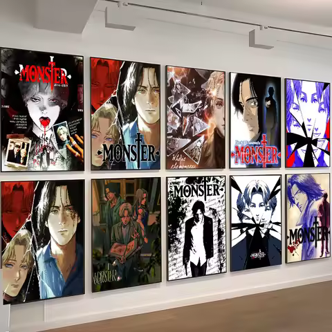 N-Naoki Urasawa S Monster Anime Whitepaper Poster HD Quality Poster Wall Art Painting Study Room Wal
