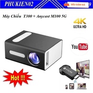 T300 Movie Projector Combo Suitable for Phones, Tablets, Laptops and Anycast M100 supports 2.4G/5G c