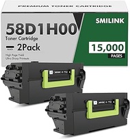 58D1H00 Black Toner Cartridge Remanufactured 2-Pack Compatible for Lexmark 58D1H00 Black Toner for M