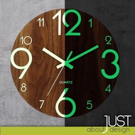 Jam Dinding Bercahaya Dalam Gelap Glow In The Dark Luminous Wall Clock Kayu Wooden Silent Quartz Hia