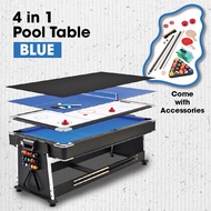 Pool Table 4 in 1 Meja pool tennis Ping pong Air hockey Desk top hoki multipurpose multi game two sided flip over table