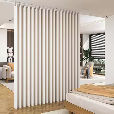 Room Partition Divider Curtains, Pleated Folding Door Curtain for Doorways, Sliding Langsir Pintu Do