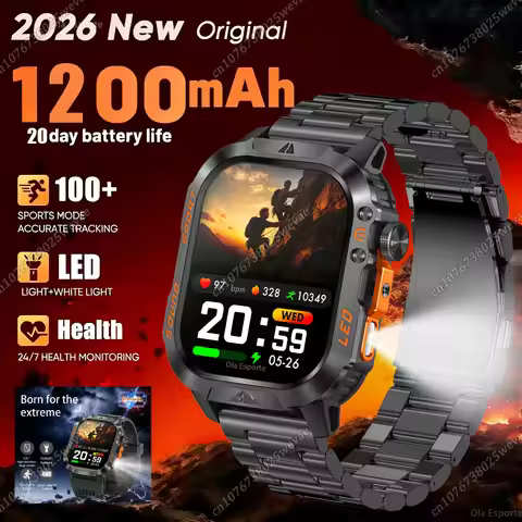 New 1200mAh Battery Smart Watch GPS Track 3ATM Waterproof Sports Run Hiking BT Call Outdoors Flashli
