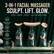 3-in-1 Facial Massager for Neck & Eyes – High-Frequency Microcurrent Vibration Device with 3 Replace