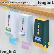 FENG Trash Bag Holder Box, Fashion self-adhesive Garbage Bag Storage Rack, Multi-function Large capacity Wall Hanging Shoe Cover Storage Container Kitchen Bathroom Organization