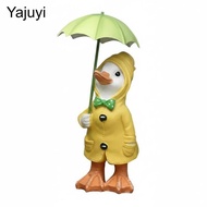 [Yajuyi] SiaBiced Duck with Umbrella Statue Resin Craft Duck Figurine with Umbrella Cute Design Outd
