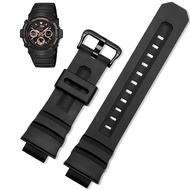 16mm Resin Silicone Watch Band for Casio G-Shock AW-591/590/5230/282B AWG-M100/101 G-7700/7710 Men Replacement Stainless Steel Buckle Wrist Bracelet Strap