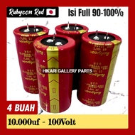[4 PCS] ELCO ORIGINAL 10000uf 100Volt RUBYCON Red Japan ISI FULL / Kapasitor Elko 10.000uf 100V Asli