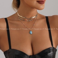 【Fanyee】Kalung mata iblis minyak tetesan warna-warni vintage untuk wanita Q939