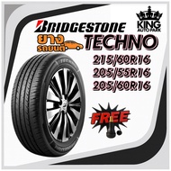 ยางรถยนต์ ขนาด 215/60R16 ,205/55R16 ,205/60R16 รุ่น TECHNO ยี่ห้อ Bridgestone (แถมจุ๊บลม)