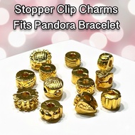 Gold Plated Stopper Clip Charms - Fit Pandora Bracelets