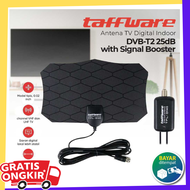 Taffware Antena TV Digital DVB-T2 High Gain 25dB with Signal Booster Amplifier - TFL-D146 [ COD ] Amplifier Signal Booster Reciver 80 Miles Kabel 3 Meter Antenna Indoor Sangat Tipis Penerima Penguat Sinyal Televisi VFH and UHF TV Aksesoris Audio Video