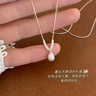 S999银法式气质珍珠碎银子吊坠项链女款2025轻奢小众锁骨链S999 Silver French Style Pearl Crushed Silver Pendant20250811